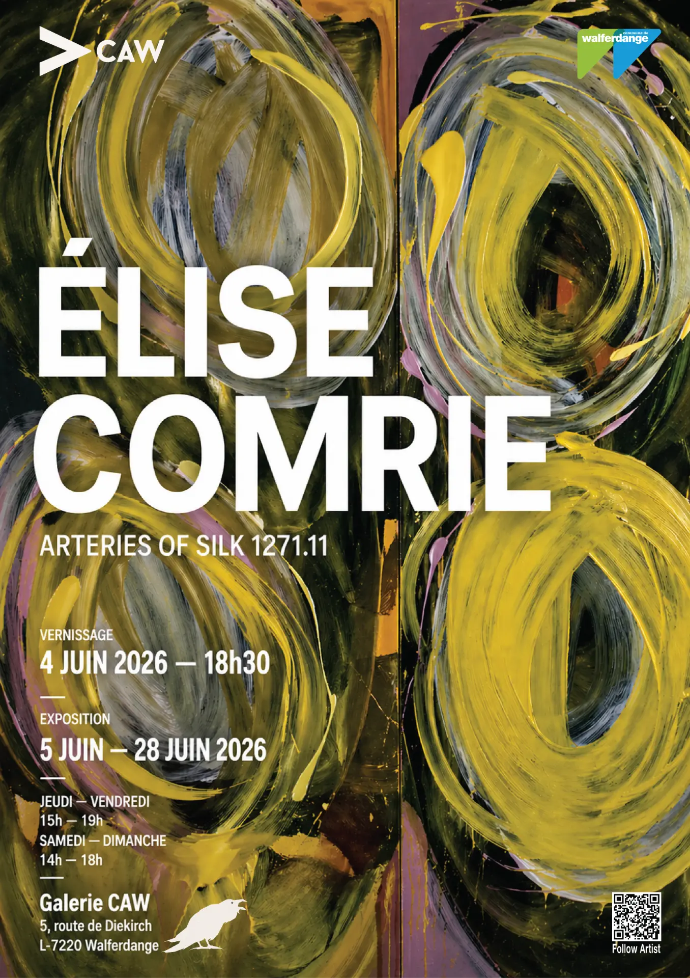 Official poster for Arteries of Silk 1271.11, Galerie CAW, June 2026